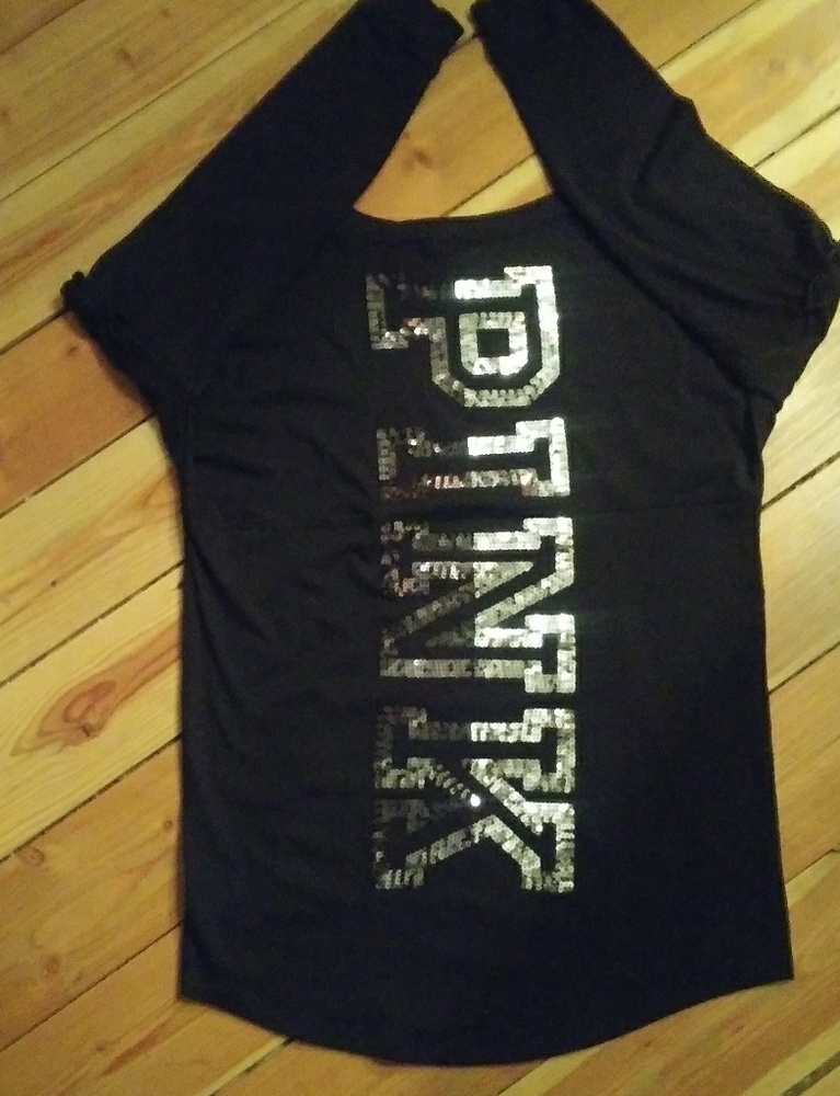 VS PINK | Jersey Style Bling L/S Comfy Tee Black - Picture 4 of 6
